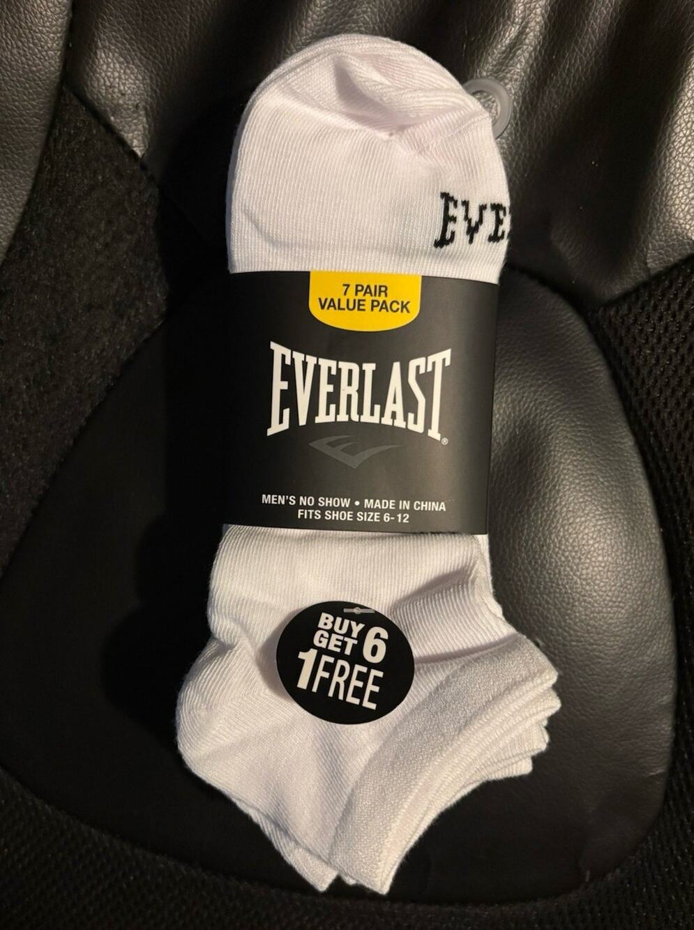Everlast Men's No-Show Socks White Knit Comfort Top 7 Pairs Shoe Size 6-12